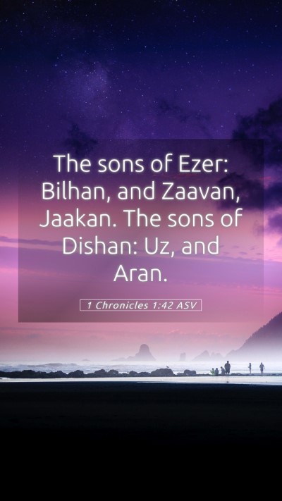 Picture 05 - 1 Chronicles 1:42 ASV Mobile Phone Wallpaper - The sons of Ezer: Bilhan, and Zaavan, Jaakan. The - Mobile Bible Verse Wallpaper