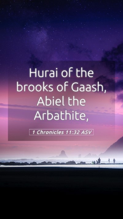 Picture 05 - 1 Chronicles 11:32 ASV Mobile Phone Wallpaper - Hurai of the brooks of Gaash, Abiel the - Mobile Bible Verse Wallpaper