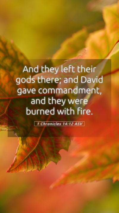 Picture 05 - 1 Chronicles 14:12 ASV Mobile Phone Wallpaper - And they left their gods there; and David gave - Mobile Bible Verse Wallpaper