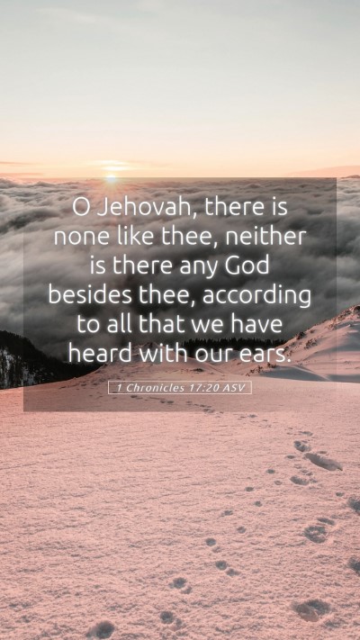 Picture 05 - 1 Chronicles 17:20 ASV Mobile Phone Wallpaper - O Jehovah, there is none like thee, neither is - Mobile Bible Verse Wallpaper