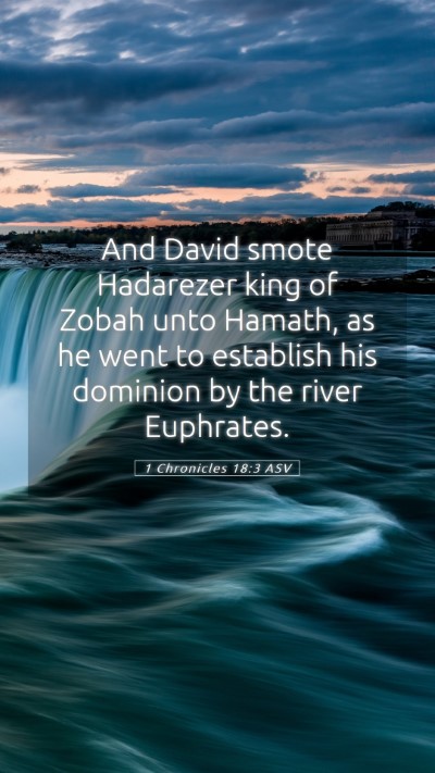Picture 05 - 1 Chronicles 18:3 ASV Mobile Phone Wallpaper - And David smote Hadarezer king of Zobah unto - Mobile Bible Verse Wallpaper