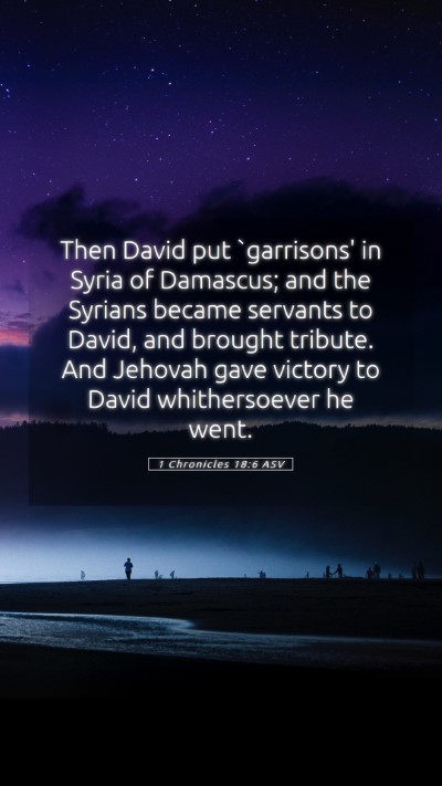 Picture 05 - 1 Chronicles 18:6 ASV Mobile Phone Wallpaper - Then David put `garrisons' in Syria of Damascus; - Mobile Bible Verse Wallpaper