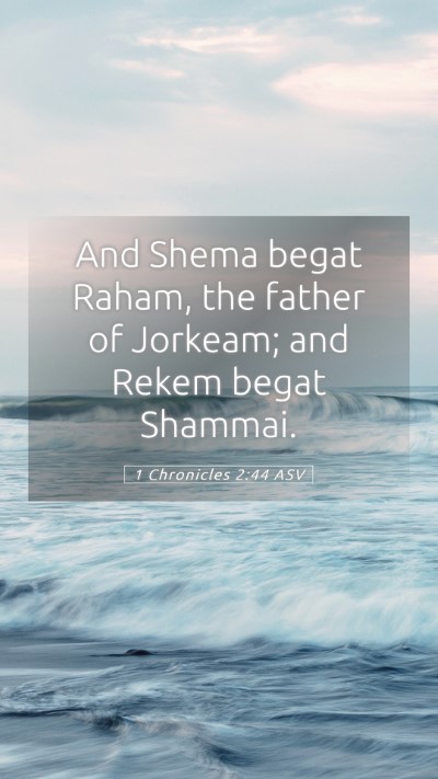 Picture 05 - 1 Chronicles 2:44 ASV Mobile Phone Wallpaper - And Shema begat Raham, the father of Jorkeam; and - Mobile Bible Verse Wallpaper