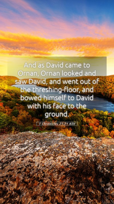 Picture 05 - 1 Chronicles 21:21 ASV Mobile Phone Wallpaper - And as David came to Ornan, Ornan looked and saw - Mobile Bible Verse Wallpaper