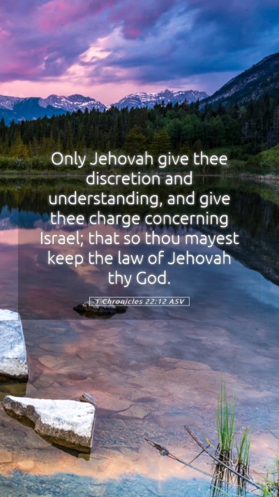 Picture 05 - 1 Chronicles 22:12 ASV Mobile Phone Wallpaper - Only Jehovah give thee discretion and - Mobile Bible Verse Wallpaper