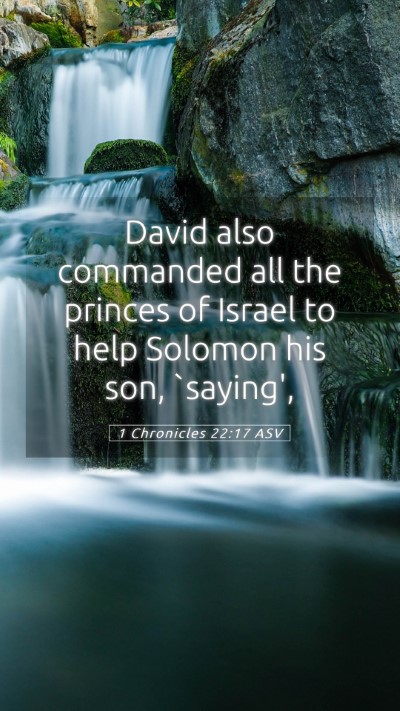 Picture 05 - 1 Chronicles 22:17 ASV Mobile Phone Wallpaper - David also commanded all the princes of Israel to - Mobile Bible Verse Wallpaper
