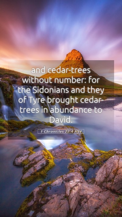 Picture 05 - 1 Chronicles 22:4 ASV Mobile Phone Wallpaper - and cedar-trees without number: for the Sidonians - Mobile Bible Verse Wallpaper