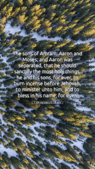 Picture 05 - 1 Chronicles 23:13 ASV Mobile Phone Wallpaper - The sons of Amram: Aaron and Moses; and Aaron was - Mobile Bible Verse Wallpaper