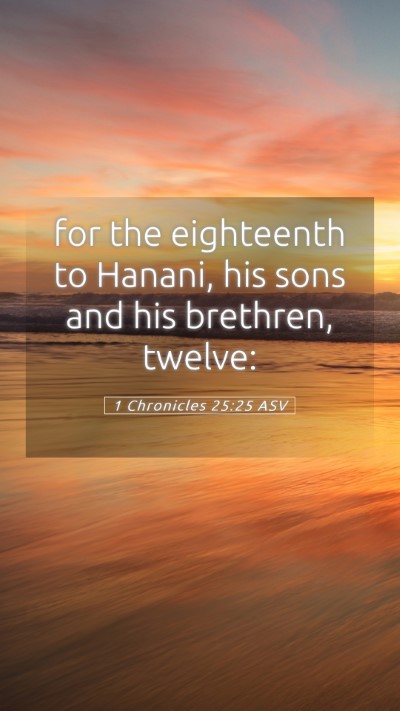 Picture 05 - 1 Chronicles 25:25 ASV Mobile Phone Wallpaper - for the eighteenth to Hanani, his sons and his - Mobile Bible Verse Wallpaper