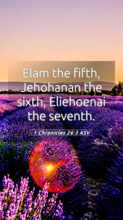 Picture 05 - 1 Chronicles 26:3 ASV Mobile Phone Wallpaper - Elam the fifth, Jehohanan the sixth, Eliehoenai - Mobile Bible Verse Wallpaper