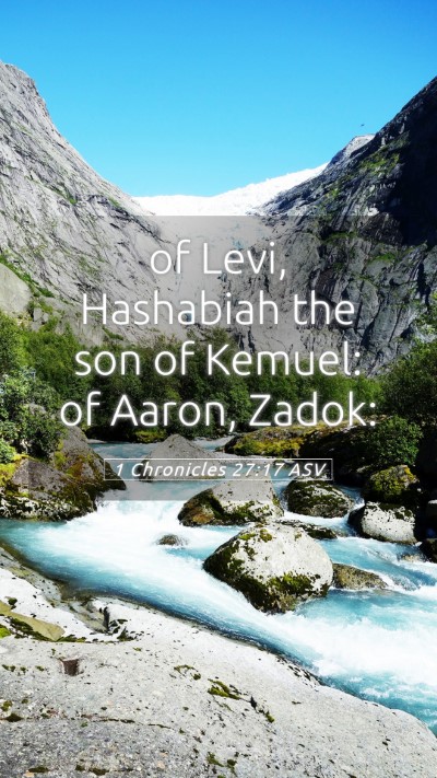 Picture 05 - 1 Chronicles 27:17 ASV Mobile Phone Wallpaper - of Levi, Hashabiah the son of Kemuel: of Aaron, - Mobile Bible Verse Wallpaper