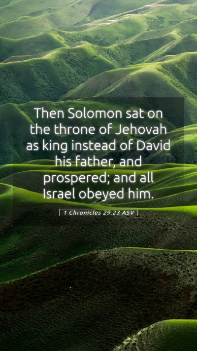 Picture 05 - 1 Chronicles 29:23 ASV Mobile Phone Wallpaper - Then Solomon sat on the throne of Jehovah as king - Mobile Bible Verse Wallpaper