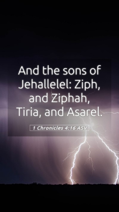 Picture 05 - 1 Chronicles 4:16 ASV Mobile Phone Wallpaper - And the sons of Jehallelel: Ziph, and Ziphah, - Mobile Bible Verse Wallpaper