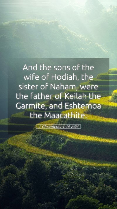 Picture 05 - 1 Chronicles 4:19 ASV Mobile Phone Wallpaper - And the sons of the wife of Hodiah, the sister of - Mobile Bible Verse Wallpaper
