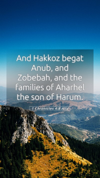 Picture 05 - 1 Chronicles 4:8 ASV Mobile Phone Wallpaper - And Hakkoz begat Anub, and Zobebah, and the - Mobile Bible Verse Wallpaper