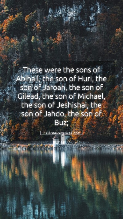 Picture 05 - 1 Chronicles 5:14 ASV Mobile Phone Wallpaper - These were the sons of Abihail, the son of Huri, - Mobile Bible Verse Wallpaper