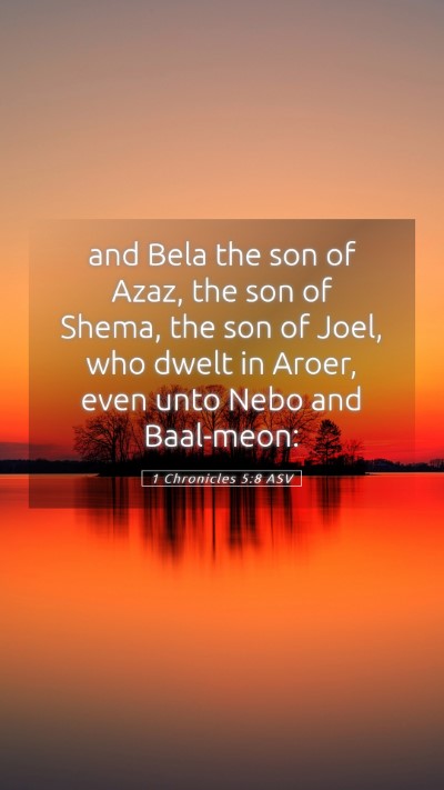 Picture 05 - 1 Chronicles 5:8 ASV Mobile Phone Wallpaper - and Bela the son of Azaz, the son of Shema, the - Mobile Bible Verse Wallpaper