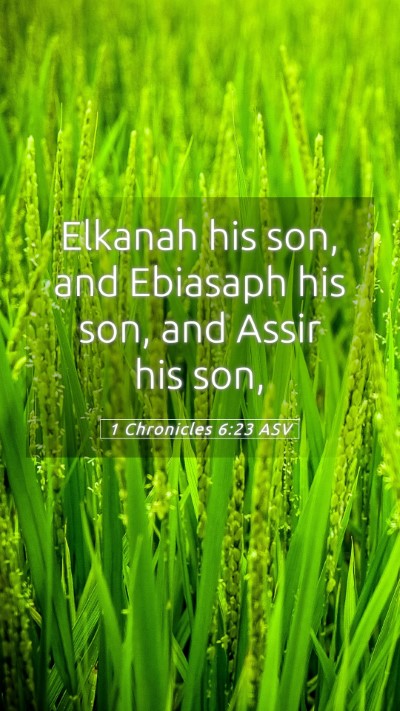 Picture 05 - 1 Chronicles 6:23 ASV Mobile Phone Wallpaper - Elkanah his son, and Ebiasaph his son, and Assir - Mobile Bible Verse Wallpaper