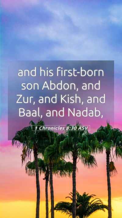 Picture 05 - 1 Chronicles 8:30 ASV Mobile Phone Wallpaper - and his first-born son Abdon, and Zur, and Kish, - Mobile Bible Verse Wallpaper
