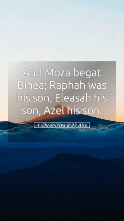 Picture 05 - 1 Chronicles 8:37 ASV Mobile Phone Wallpaper - And Moza begat Binea; Raphah was his son, Eleasah - Mobile Bible Verse Wallpaper