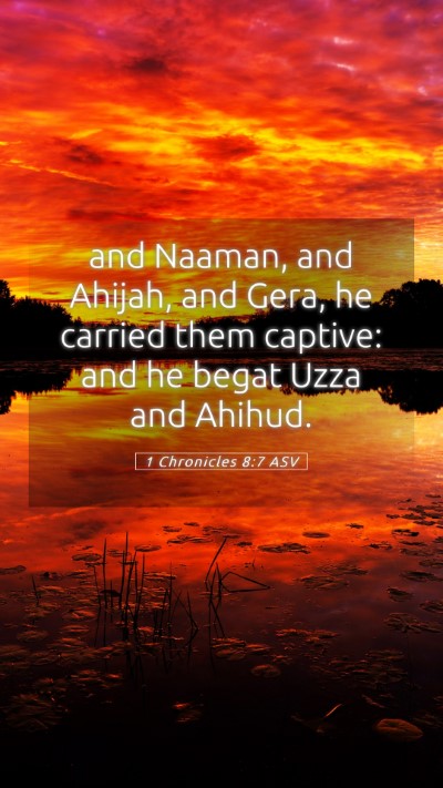 Picture 05 - 1 Chronicles 8:7 ASV Mobile Phone Wallpaper - and Naaman, and Ahijah, and Gera, he carried them - Mobile Bible Verse Wallpaper