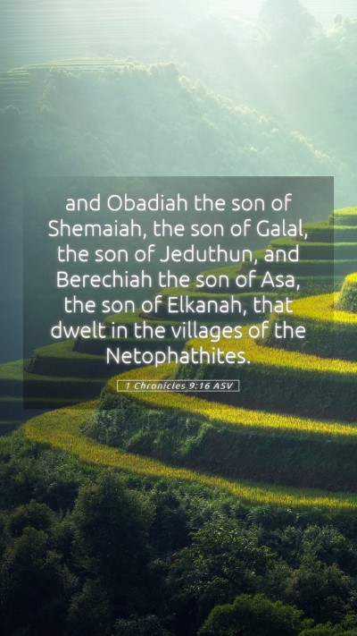 Picture 05 - 1 Chronicles 9:16 ASV Mobile Phone Wallpaper - and Obadiah the son of Shemaiah, the son of - Mobile Bible Verse Wallpaper