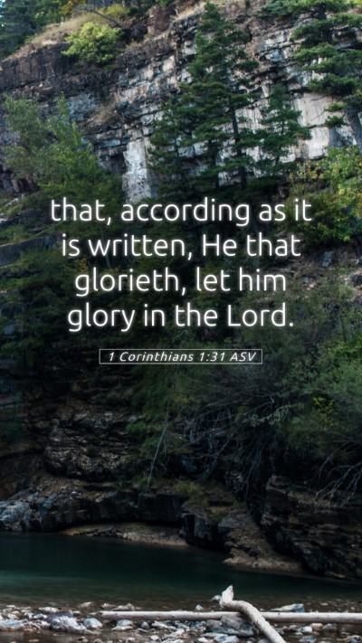 Picture 05 - 1 Corinthians 1:31 ASV Mobile Phone Wallpaper - that, according as it is written, He that - Mobile Bible Verse Wallpaper
