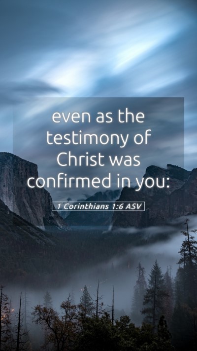 Picture 05 - 1 Corinthians 1:6 ASV Mobile Phone Wallpaper - even as the testimony of Christ was confirmed in - Mobile Bible Verse Wallpaper