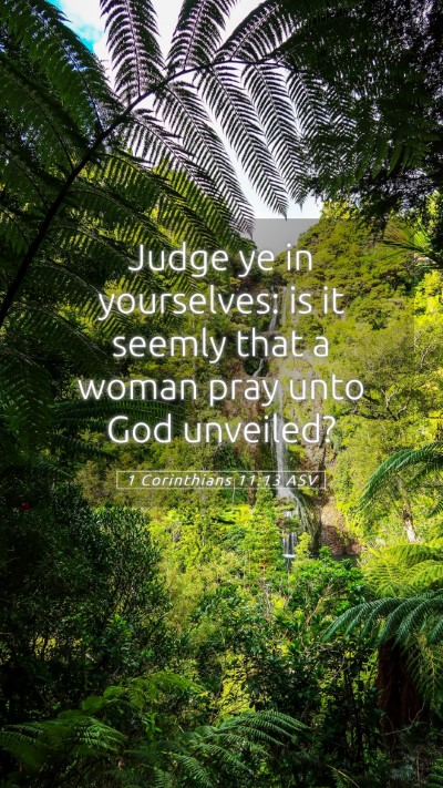 Picture 05 - 1 Corinthians 11:13 ASV Mobile Phone Wallpaper - Judge ye in yourselves: is it seemly that a woman - Mobile Bible Verse Wallpaper