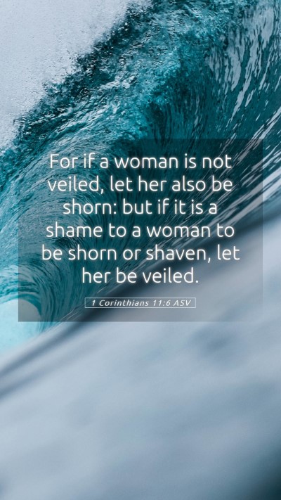 Picture 05 - 1 Corinthians 11:6 ASV Mobile Phone Wallpaper - For if a woman is not veiled, let her also be - Mobile Bible Verse Wallpaper