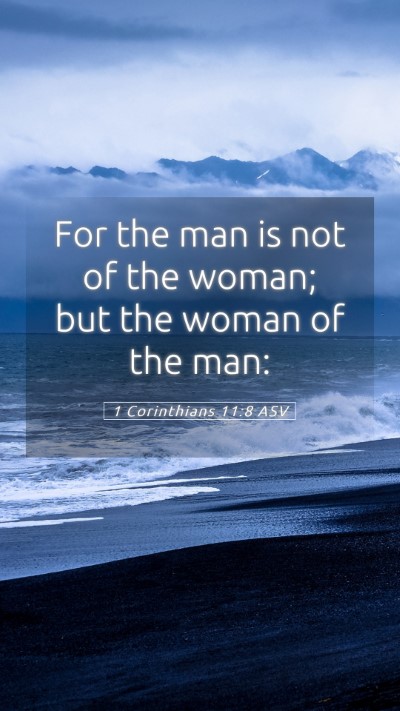 Picture 05 - 1 Corinthians 11:8 ASV Mobile Phone Wallpaper - For the man is not of the woman; but the woman of - Mobile Bible Verse Wallpaper