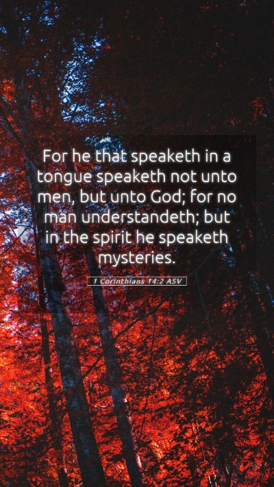 Picture 05 - 1 Corinthians 14:2 ASV Mobile Phone Wallpaper - For he that speaketh in a tongue speaketh not - Mobile Bible Verse Wallpaper