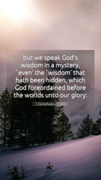 Picture 05 - 1 Corinthians 2:7 ASV Mobile Phone Wallpaper - but we speak God's wisdom in a mystery, `even' - Mobile Bible Verse Wallpaper