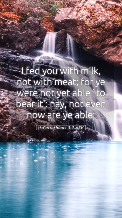Picture 05 - 1 Corinthians 3:2 ASV Mobile Phone Wallpaper - I fed you with milk, not with meat; for ye were - Mobile Bible Verse Wallpaper