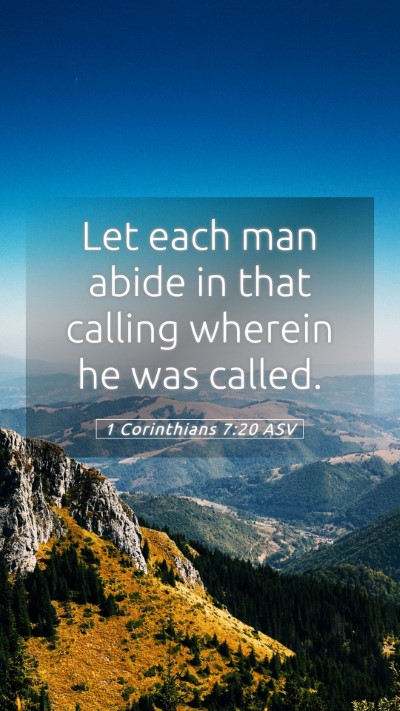 Picture 05 - 1 Corinthians 7:20 ASV Mobile Phone Wallpaper - Let each man abide in that calling wherein he was - Mobile Bible Verse Wallpaper