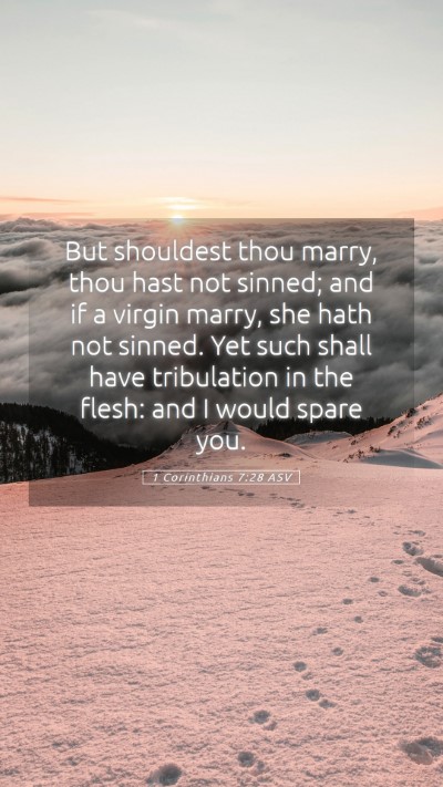 Picture 05 - 1 Corinthians 7:28 ASV Mobile Phone Wallpaper - But shouldest thou marry, thou hast not sinned; - Mobile Bible Verse Wallpaper