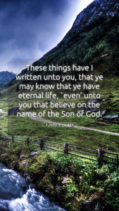 Picture 05 - 1 John 5:13 ASV Mobile Phone Wallpaper - These things have I written unto you, that ye may - Mobile Bible Verse Wallpaper