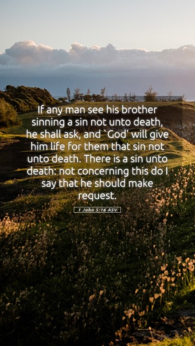 Picture 05 - 1 John 5:16 ASV Mobile Phone Wallpaper - If any man see his brother sinning a sin not unto - Mobile Bible Verse Wallpaper