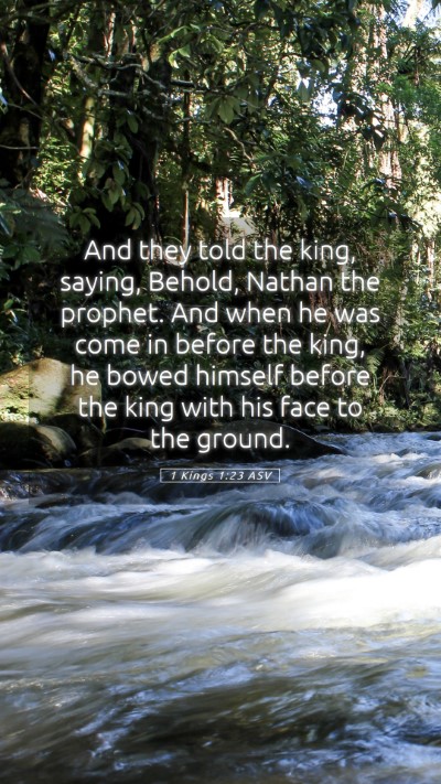 Picture 05 - 1 Kings 1:23 ASV Mobile Phone Wallpaper - And they told the king, saying, Behold, Nathan - Mobile Bible Verse Wallpaper