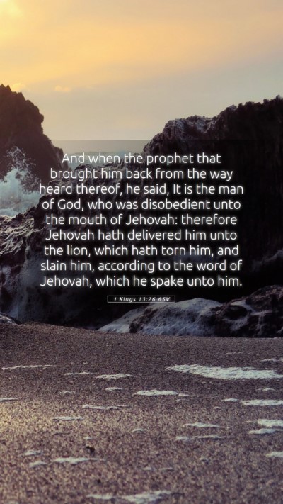 Picture 05 - 1 Kings 13:26 ASV Mobile Phone Wallpaper - And when the prophet that brought him back from - Mobile Bible Verse Wallpaper