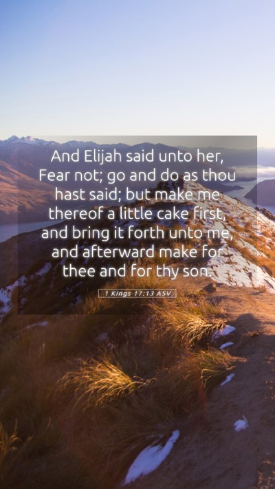 Picture 05 - 1 Kings 17:13 ASV Mobile Phone Wallpaper - And Elijah said unto her, Fear not; go and do as - Mobile Bible Verse Wallpaper