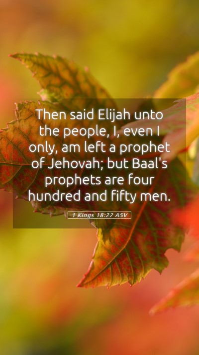 Picture 05 - 1 Kings 18:22 ASV Mobile Phone Wallpaper - Then said Elijah unto the people, I, even I only, - Mobile Bible Verse Wallpaper