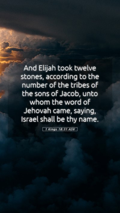 Picture 05 - 1 Kings 18:31 ASV Mobile Phone Wallpaper - And Elijah took twelve stones, according to the - Mobile Bible Verse Wallpaper