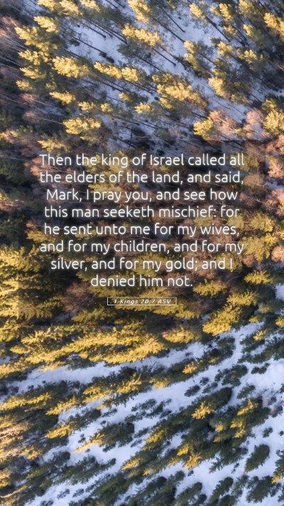 Picture 05 - 1 Kings 20:7 ASV Mobile Phone Wallpaper - Then the king of Israel called all the elders of - Mobile Bible Verse Wallpaper