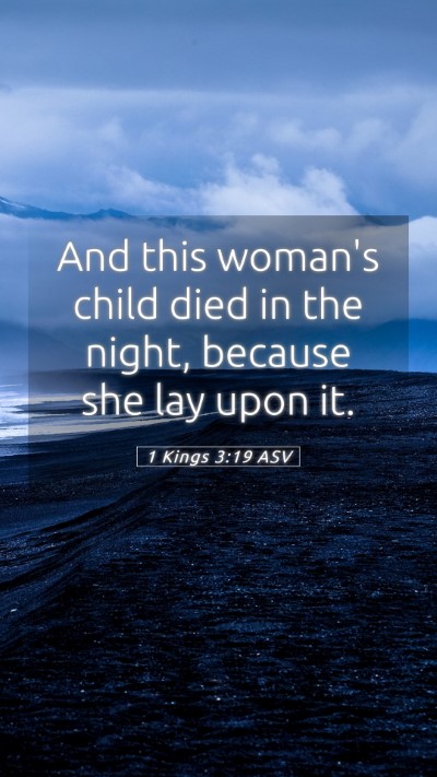 Picture 05 - 1 Kings 3:19 ASV Mobile Phone Wallpaper - And this woman's child died in the night, because - Mobile Bible Verse Wallpaper