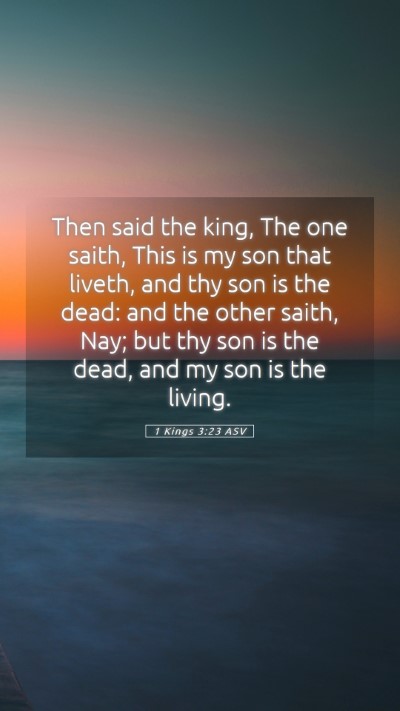 Picture 05 - 1 Kings 3:23 ASV Mobile Phone Wallpaper - Then said the king, The one saith, This is my son - Mobile Bible Verse Wallpaper