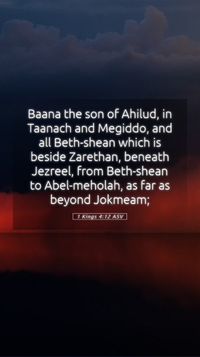 Picture 05 - 1 Kings 4:12 ASV Mobile Phone Wallpaper - Baana the son of Ahilud, in Taanach and Megiddo, - Mobile Bible Verse Wallpaper