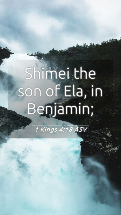 Picture 05 - 1 Kings 4:18 ASV Mobile Phone Wallpaper - Shimei the son of Ela, in - Mobile Bible Verse Wallpaper