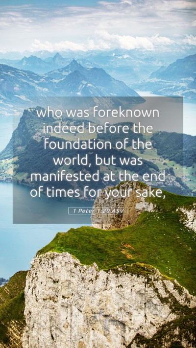 Picture 05 - 1 Peter 1:20 ASV Mobile Phone Wallpaper - who was foreknown indeed before the foundation of - Mobile Bible Verse Wallpaper