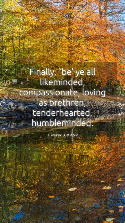Picture 05 - 1 Peter 3:8 ASV Mobile Phone Wallpaper - Finally, `be' ye all likeminded, compassionate, - Mobile Bible Verse Wallpaper